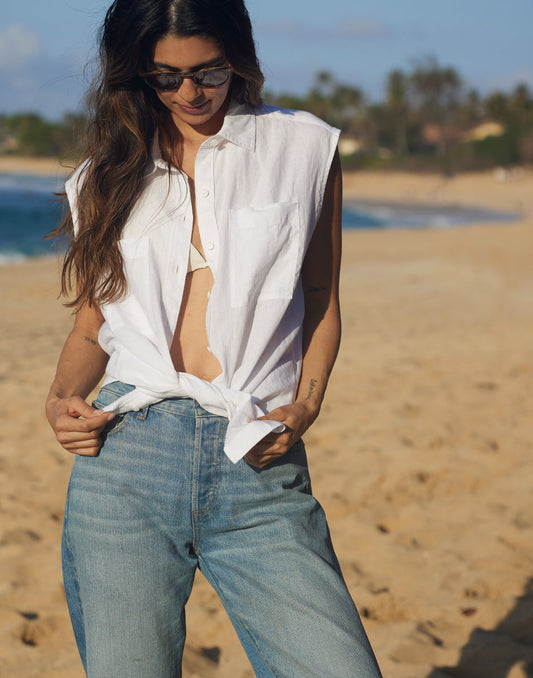 Sydney Sleeveless Linen Shirt - FINAL SALE
