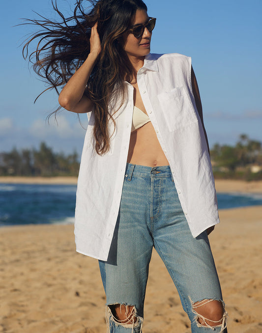 Sydney Sleeveless Linen Shirt - FINAL SALE