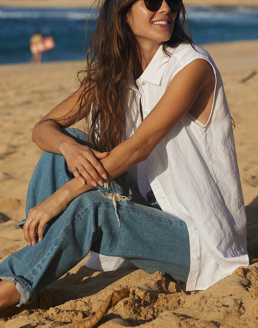 Sydney Sleeveless Linen Shirt - FINAL SALE